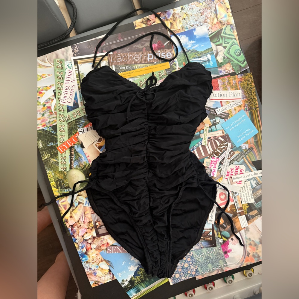 Yves Saint Laurent Vintage Swimsuit - fromt and back Ruched Design